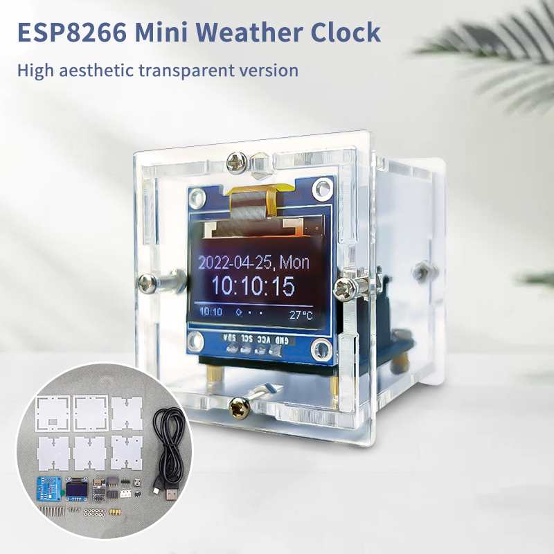 Diy Electronics Project Kit - ESP8266 Mini Weather Clock Kit DIY