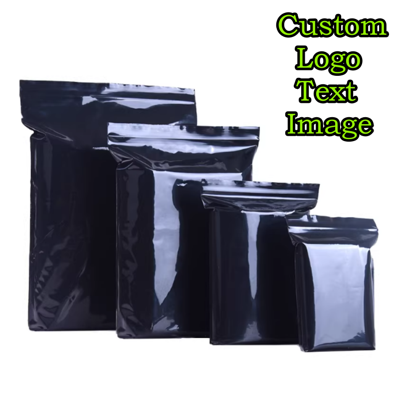 Diy Electronics Logo - 100PCS Black PE Plastic Ziplock Bag