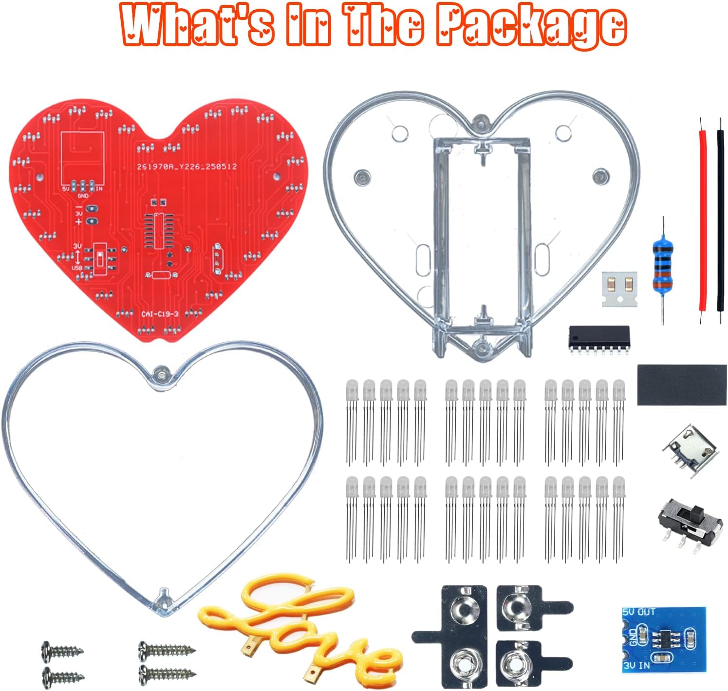 Heart Shaped LED Soldering Kit - Diy Electronics Filament ulasan dan harga
