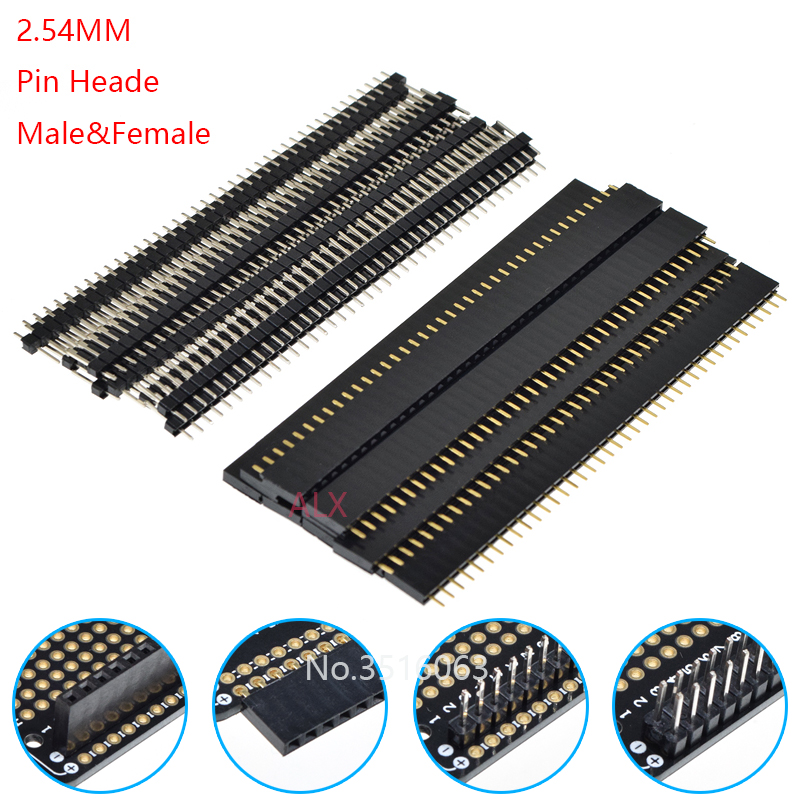 5/10Pcs 2.54mm 40 Pin 1x40 2X4 - Male Female Header Pin ulasan dan harga