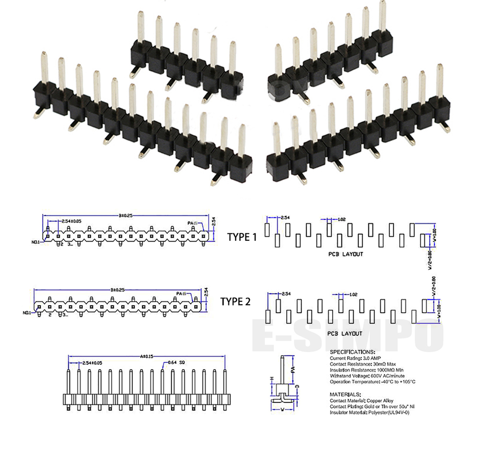 100pcs 2.54mm Single Row Break - Male Female Header Pin ulasan dan harga